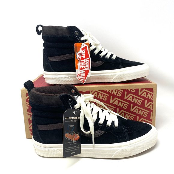Vans Shoes - VANS Women's VN0A4BV7V3Z1 Sk8-Hi Mte Suede Black Dark Chocolate Canvas Size 7